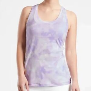 Athleta Women’s Nitro Tank Top, Light Purple & White Tie-Dye, Keyhole, Size S